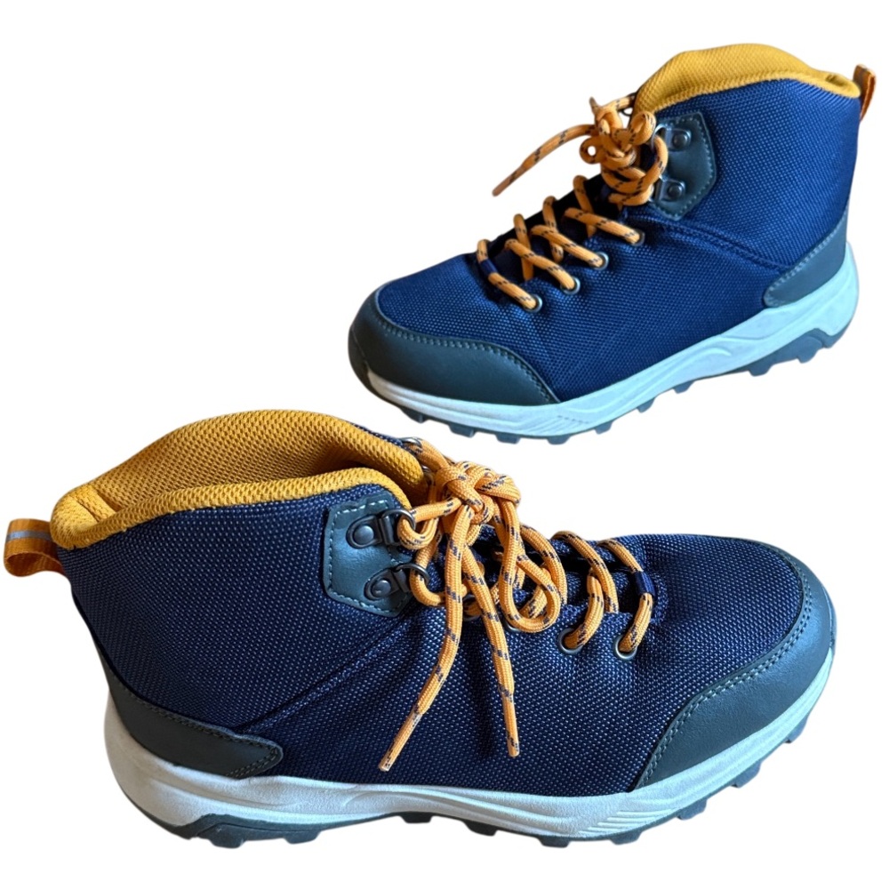 BIG BOY DAWSON LACE UP ALL IN MOTION WINTER BOOTS SIZE 4 NAVY ORANGE HIGH TOPS